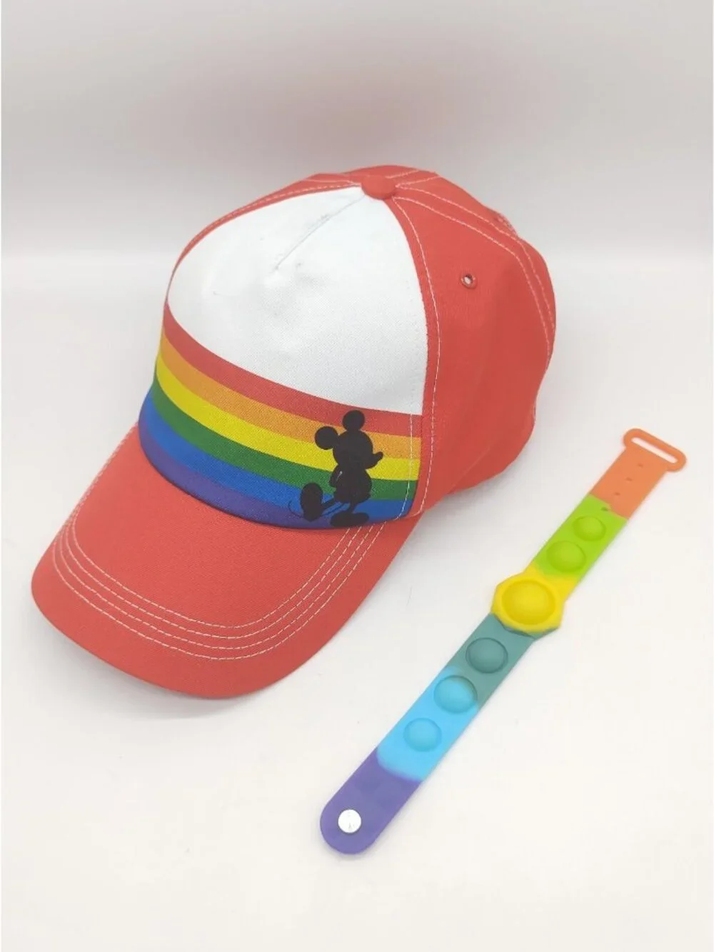 Disney Rainbow Disney Collection Mickey Mouse Baseball Cap Hat for Adults Bonus